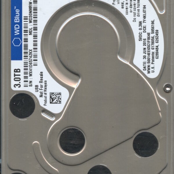 WESTERN DIGITAL WD30NMRW-11YL9S4 WX41D 06:30:2016 3TB HDD