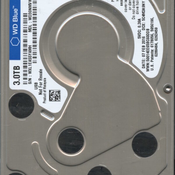 WESTERN DIGITAL WD30NMVW-11C3NS4 WXL1E 02:07:2016 3TB HDD