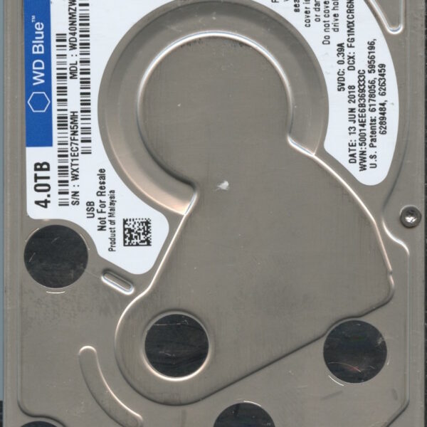 WESTERN DIGITAL WD40NMZW-11GX6S1 WXT1E 06:13:2018 4TB HDD