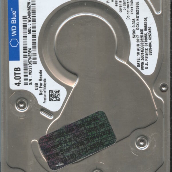 WESTERN DIGITAL WD40NMZW-11GX6S1 WX21D 08:10:2017 4TB HDD