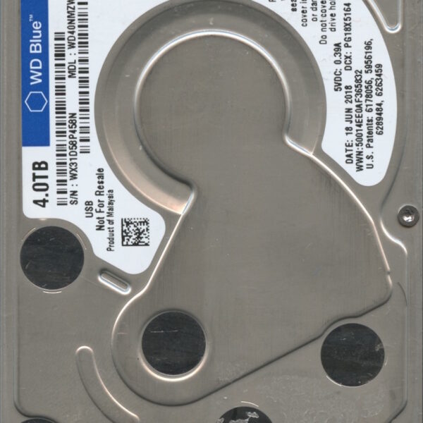 WESTERN DIGITAL WD40NMZW-59GX6S1 WX31D 06:18:2018 4TB HDD