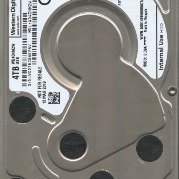 WESTERN DIGITAL WD40NMVW-116XS2 WXD1E 03:13:2019 4TB HDD