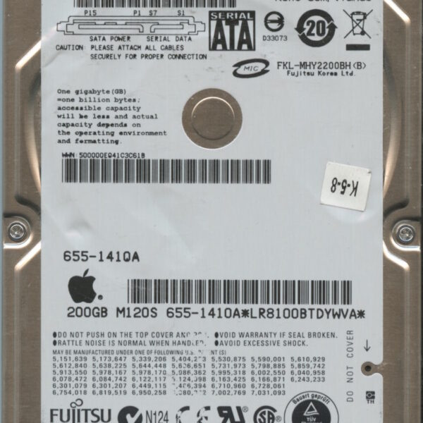 FUJITSU MHY2200BH MAC CA06889-B42800AP 03:11:2008 200GB HDD