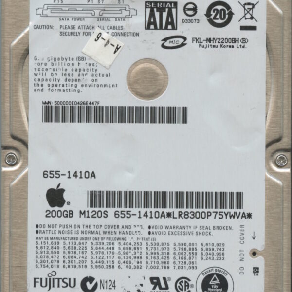 FUJITSU MHY2200BH MAC CA06889-B42800AP 07:31:2008 200GB HDD