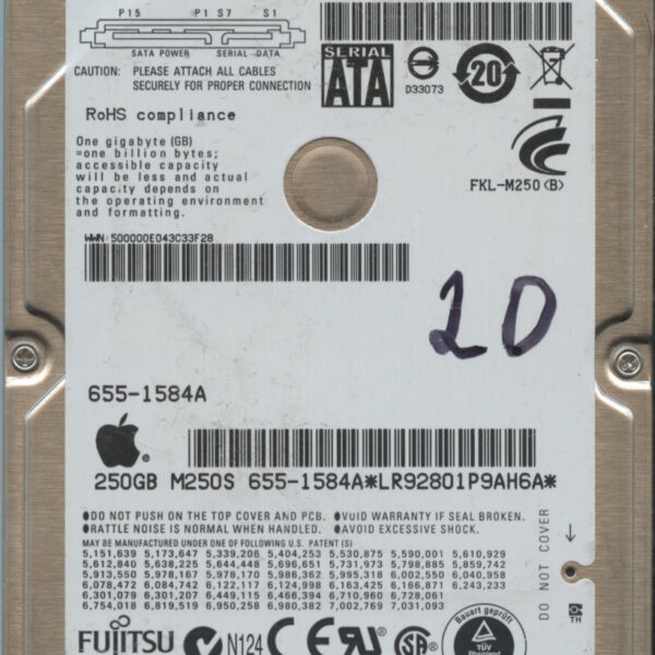 FUJITSU MJA2250BH MAC CA07083-B50500AP 07:12:2009 250GB HDD