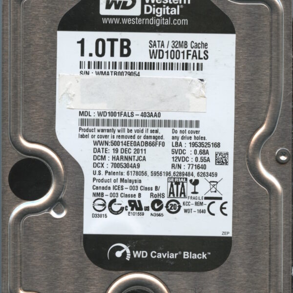 WESTERN DIGITAL WD1001FALS-403AA0 12:19:11 1TB