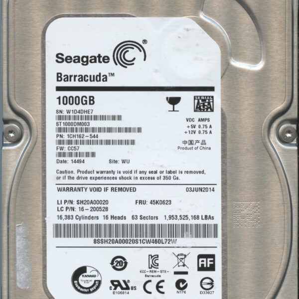 SEAGATE ST1000DM003 1CH162-544 CC57 06:2014 1TB