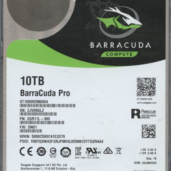 SEAGATE ST10000DM0004 2GR11L-300 DN01 10TB