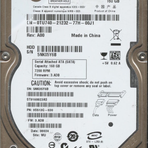 SEAGATE ST9160328AS 9S513G-030 3.ADB 160GB